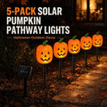 2026 New 5-in-1 Solar Halloween Pumpkin Pathway Lights, Waterproof Outdoor Jack-O’-Lantern Stake Lights for Yard, Lawn and Garden Decor