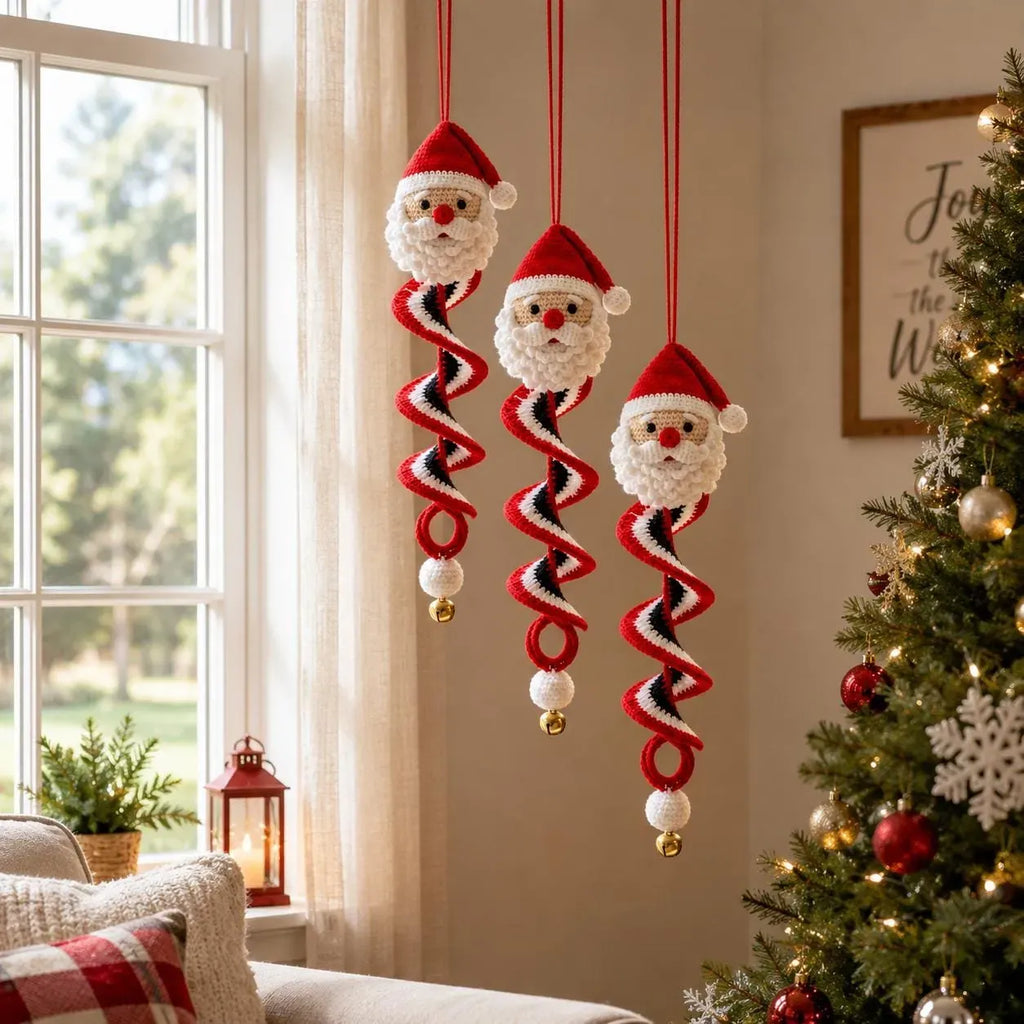 ☃️Crochet Snowman Spiral Ornament DIY Kit | Complete Beginner-Friendly Set with Soft Yarn, Crochet Hook, Festive Beads, Snowflakes & Step-by-Step Guide 🧶🎄✨