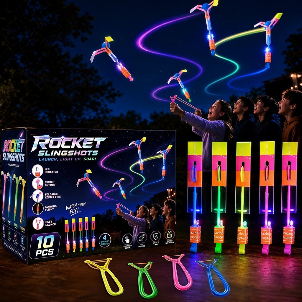 Rocket Slingshot Flying Toys with Led Lights