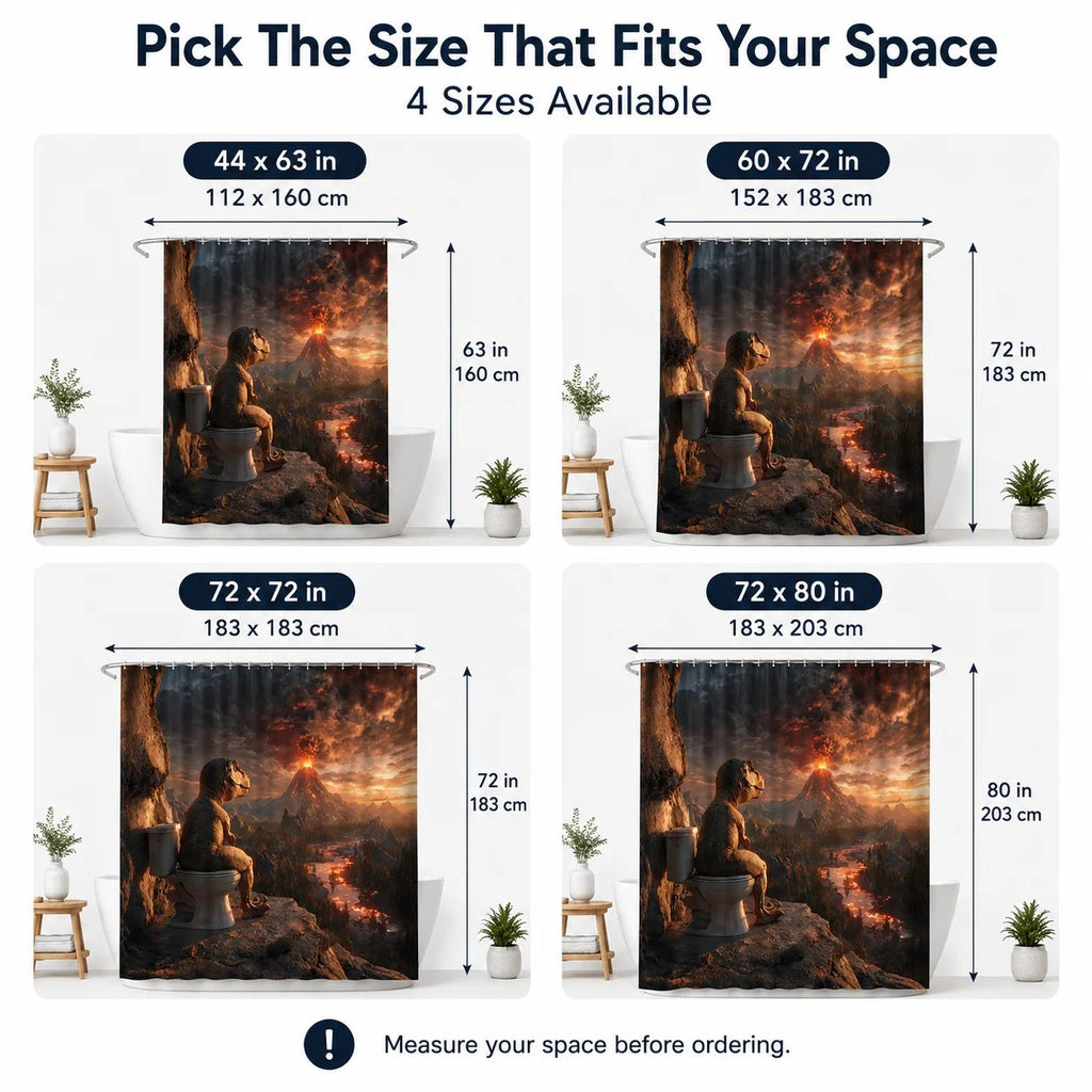 Fun Dinosaur Volcano Bathroom Shower Curtain