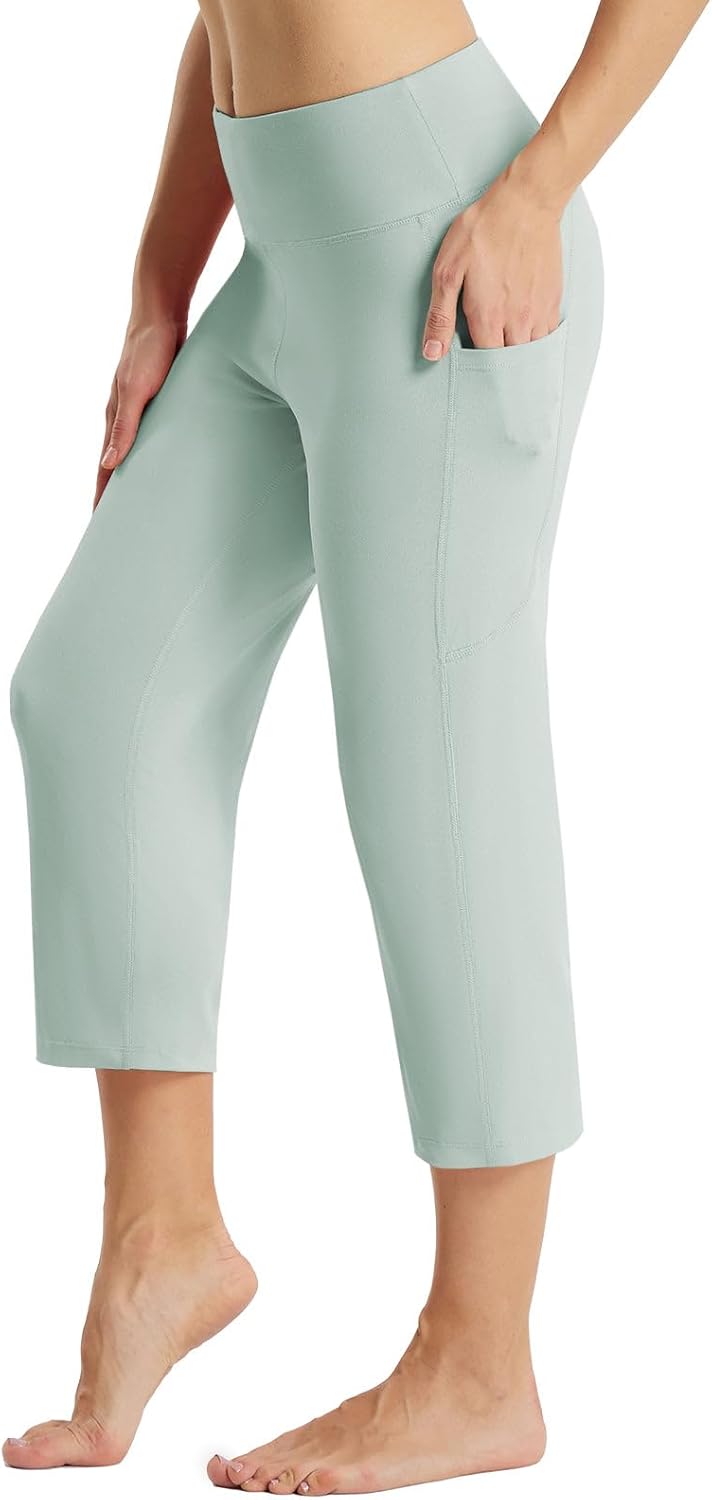 Women's 21" Capri Pants with Pockets, High Waist – Tummy Control Yoga Leggings for Summer Workout