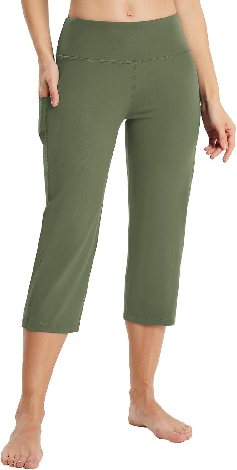 Women's 21" Capri Pants with Pockets, High Waist – Tummy Control Yoga Leggings for Summer Workout