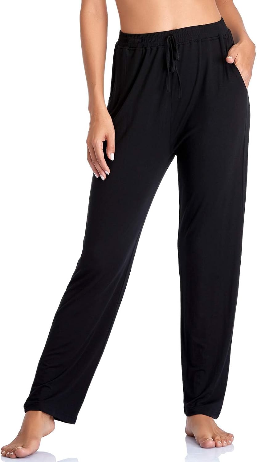 Women's Yoga Pants with Pockets Comfy Stretch Loose Wide Leg Casual Pants Breathable Running Workout Lounge Pants