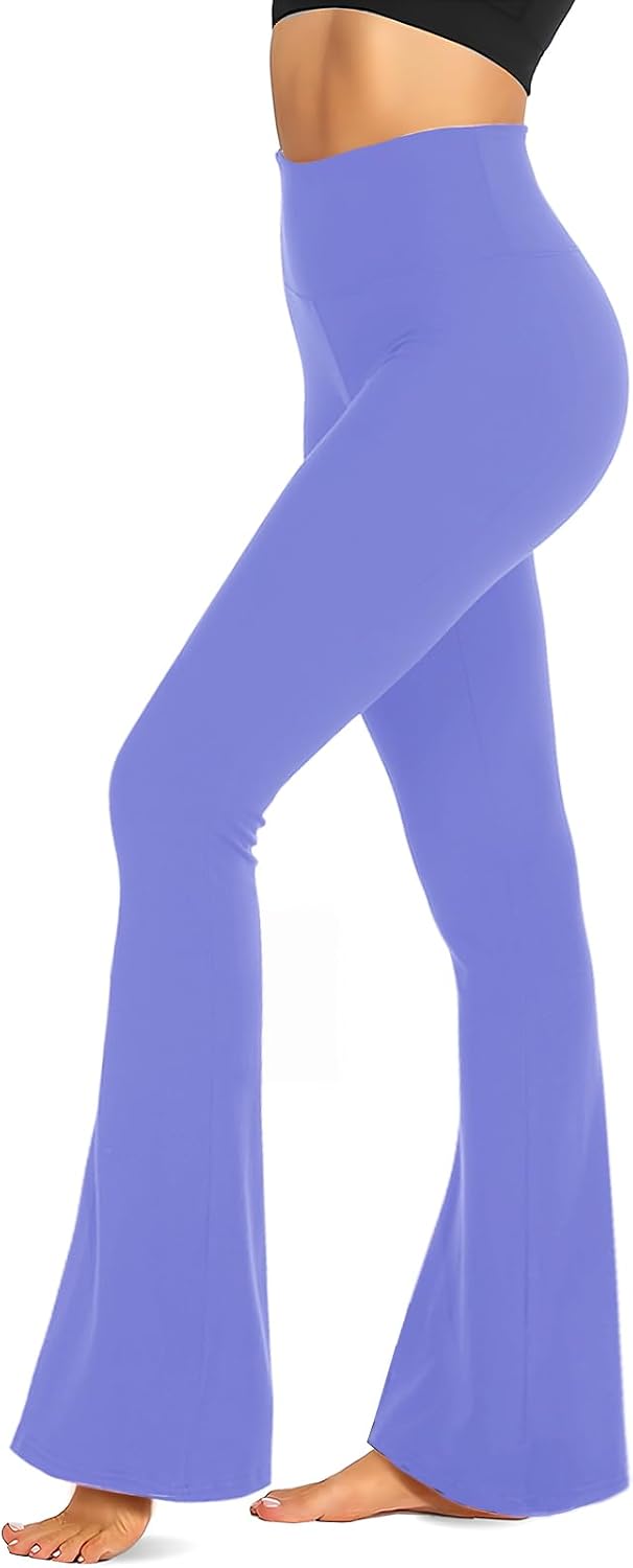 Black Flare Leggings for Women, Crossover Yoga Pants with Pockets Bootcut Flared Leggings