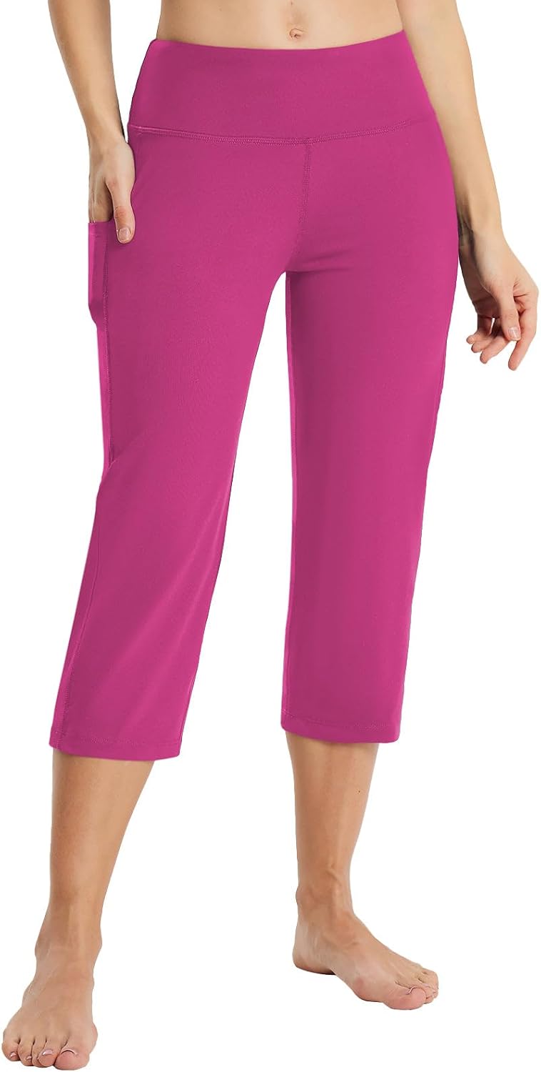 Women's 21" Capri Pants with Pockets, High Waist – Tummy Control Yoga Leggings for Summer Workout