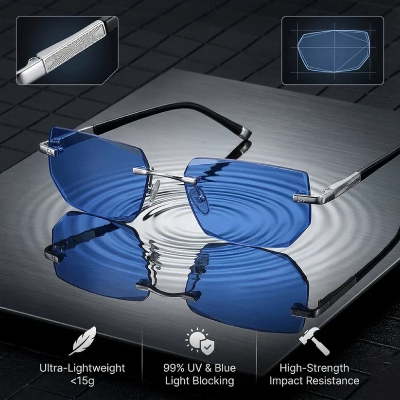🔥 Intelligent Auto-Focus Zoom Glasses👓 - Blue Light Blocking & Anti-Eye Strain Rimless Eyewear