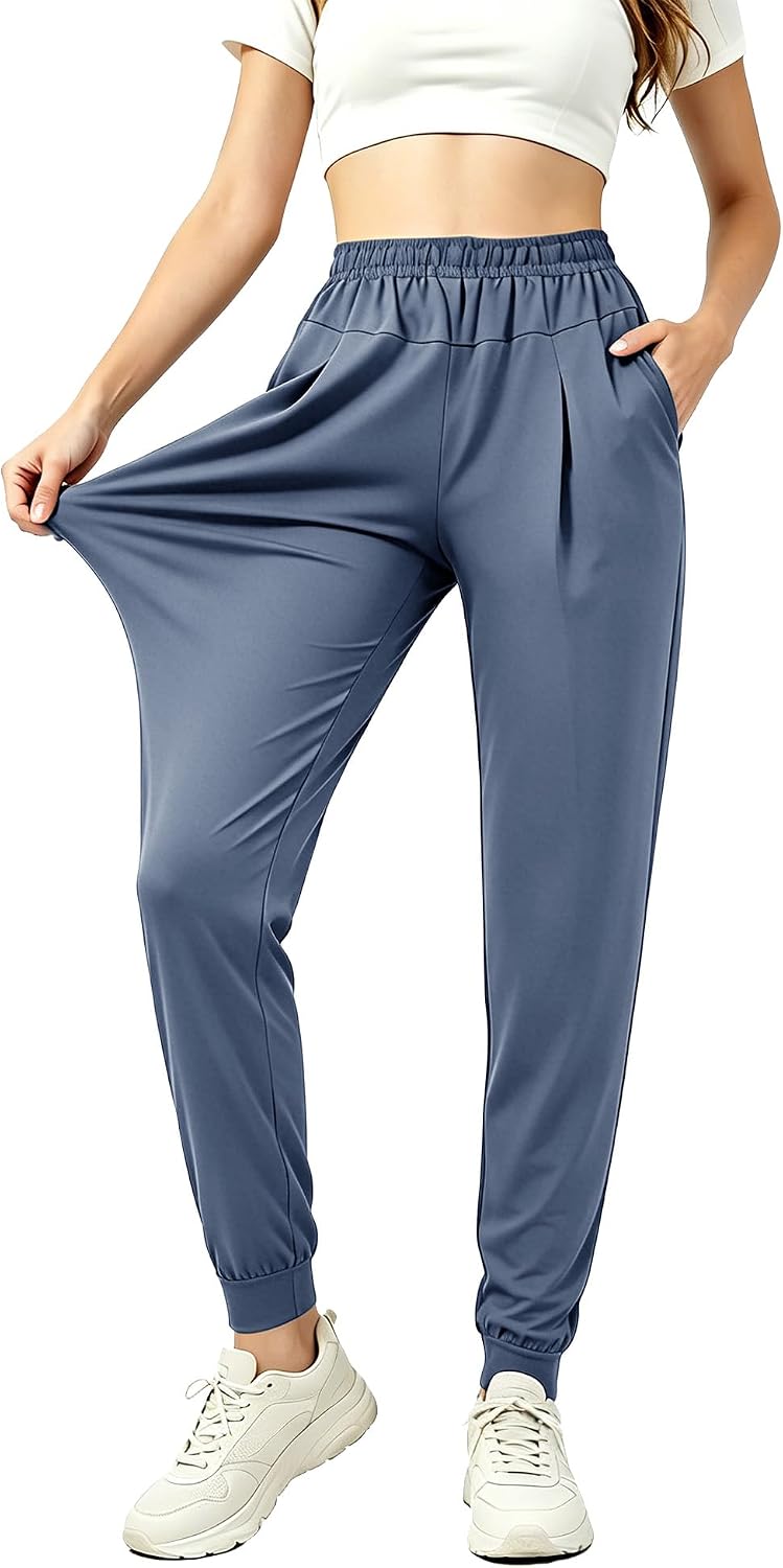 Womens Joggers with Pockets Loose Fit Lounge Athletic Sweatpants Lightweight Tapered Track Pants for Hiking Running