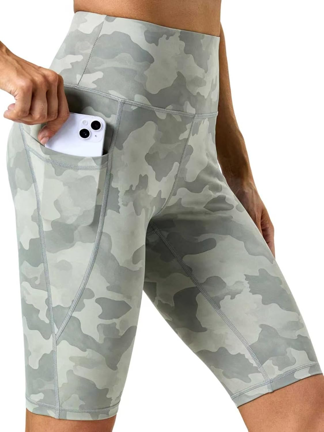 Biker Shorts Women with Pockets - Tummy Control Running Workout Gym Yoga Athletic Spandex Long Shorts