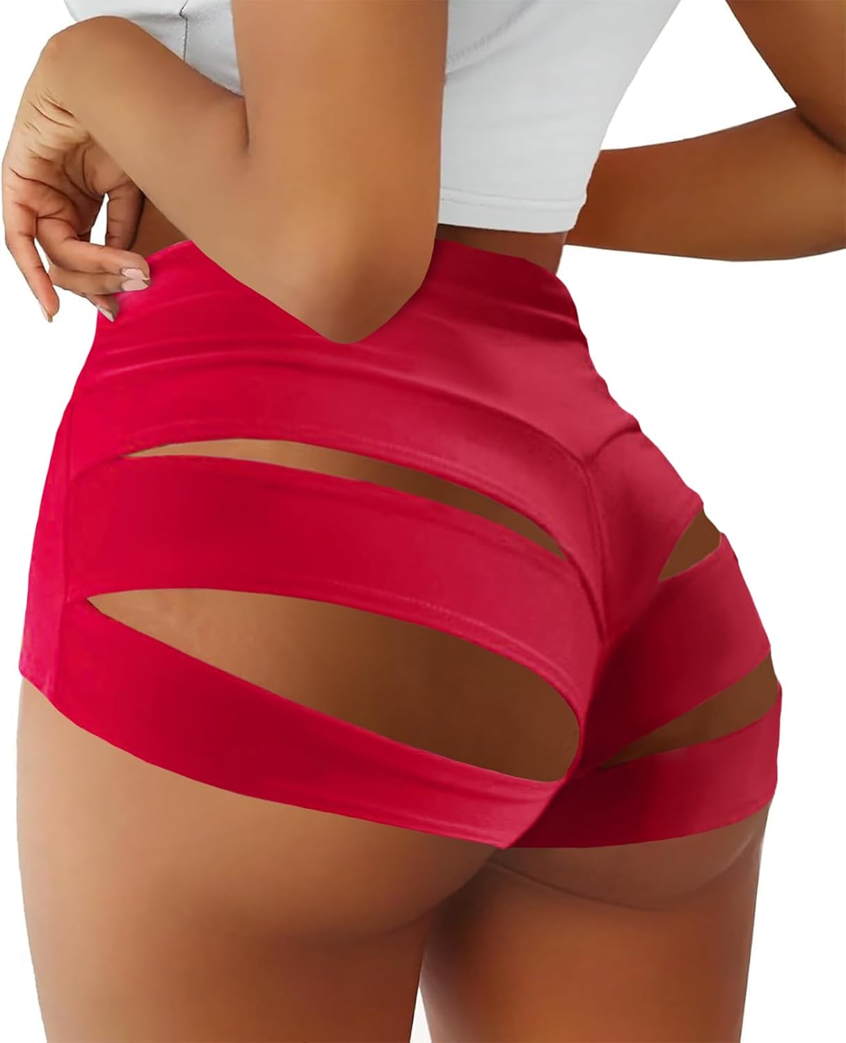 Women's Cut Out Yoga Shorts Scrunch Booty Hot Pants High Waist Gym Workout Active Butt Lifting Sports Leggings