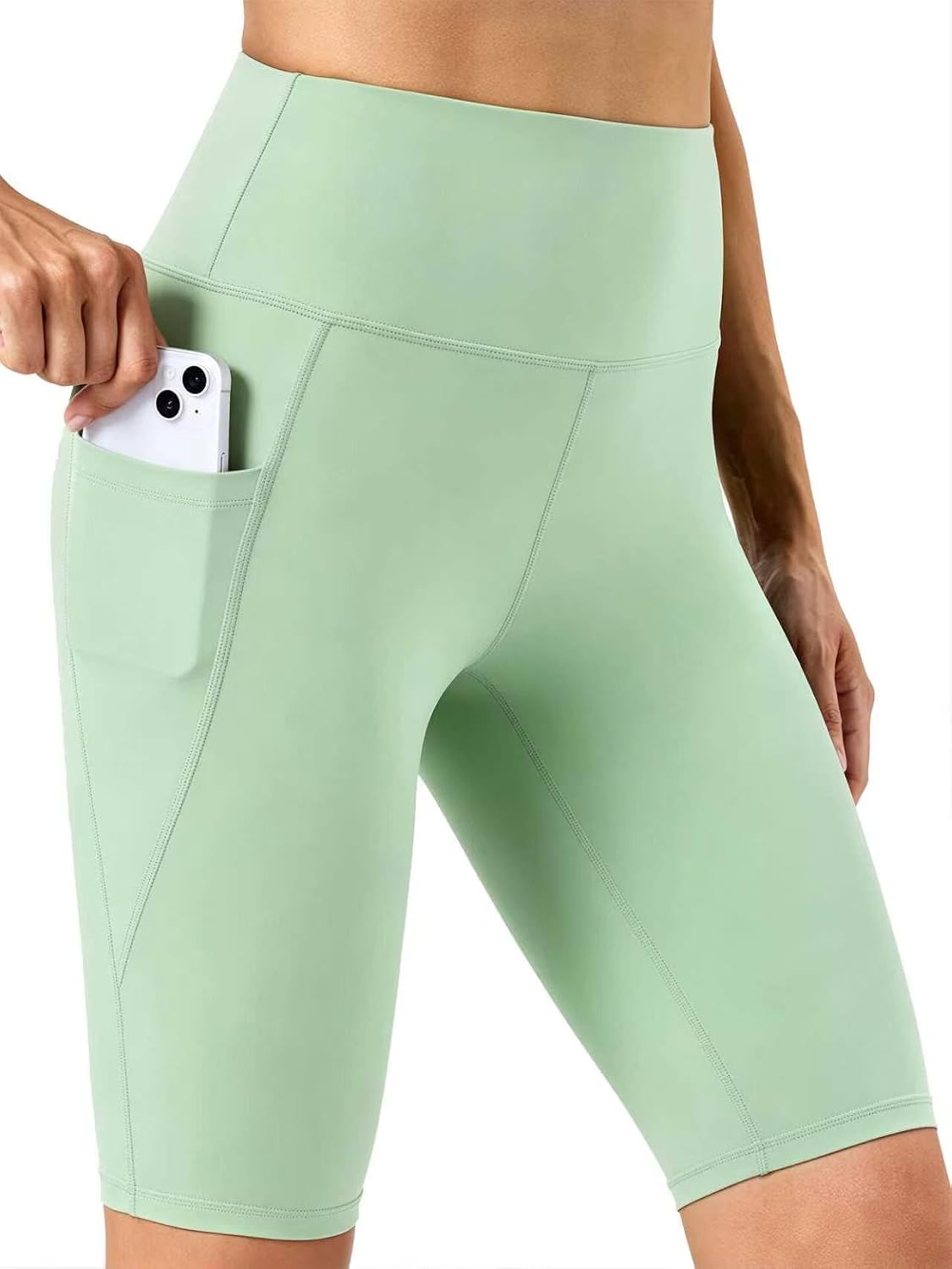 Biker Shorts Women with Pockets - Tummy Control Running Workout Gym Yoga Athletic Spandex Long Shorts
