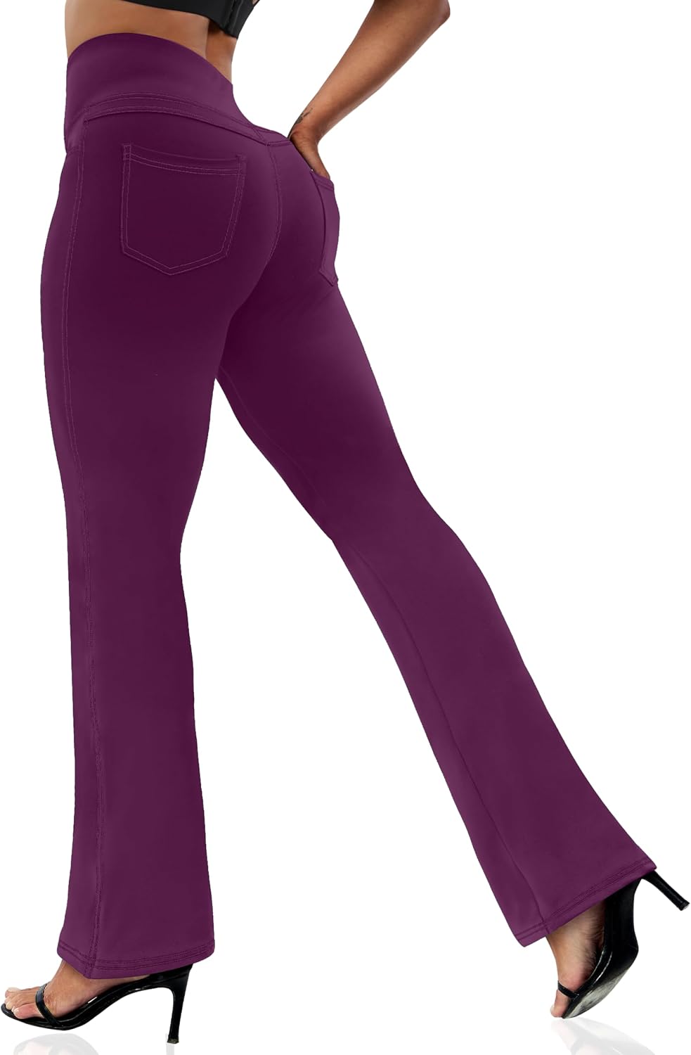 Women's Leggings - Bootleg Yoga Pants Flare with 4 Pockets,Tummy Control High Waisted Casual Dress Pants