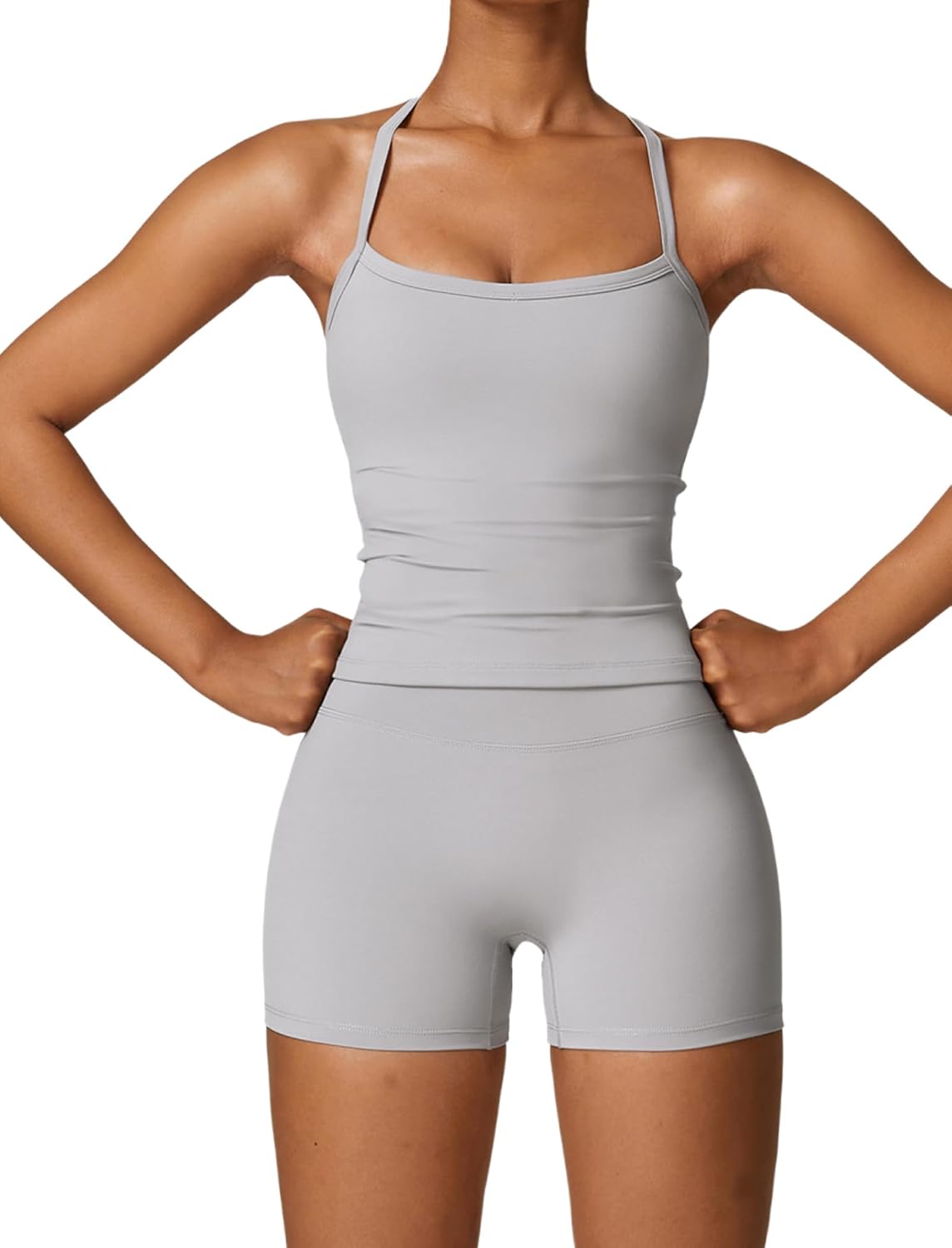 Two Piece Workout Sets For Women Tank Top Matching High Waist Booty Lifting Shorts Gym Yoga Active Wear Outfits