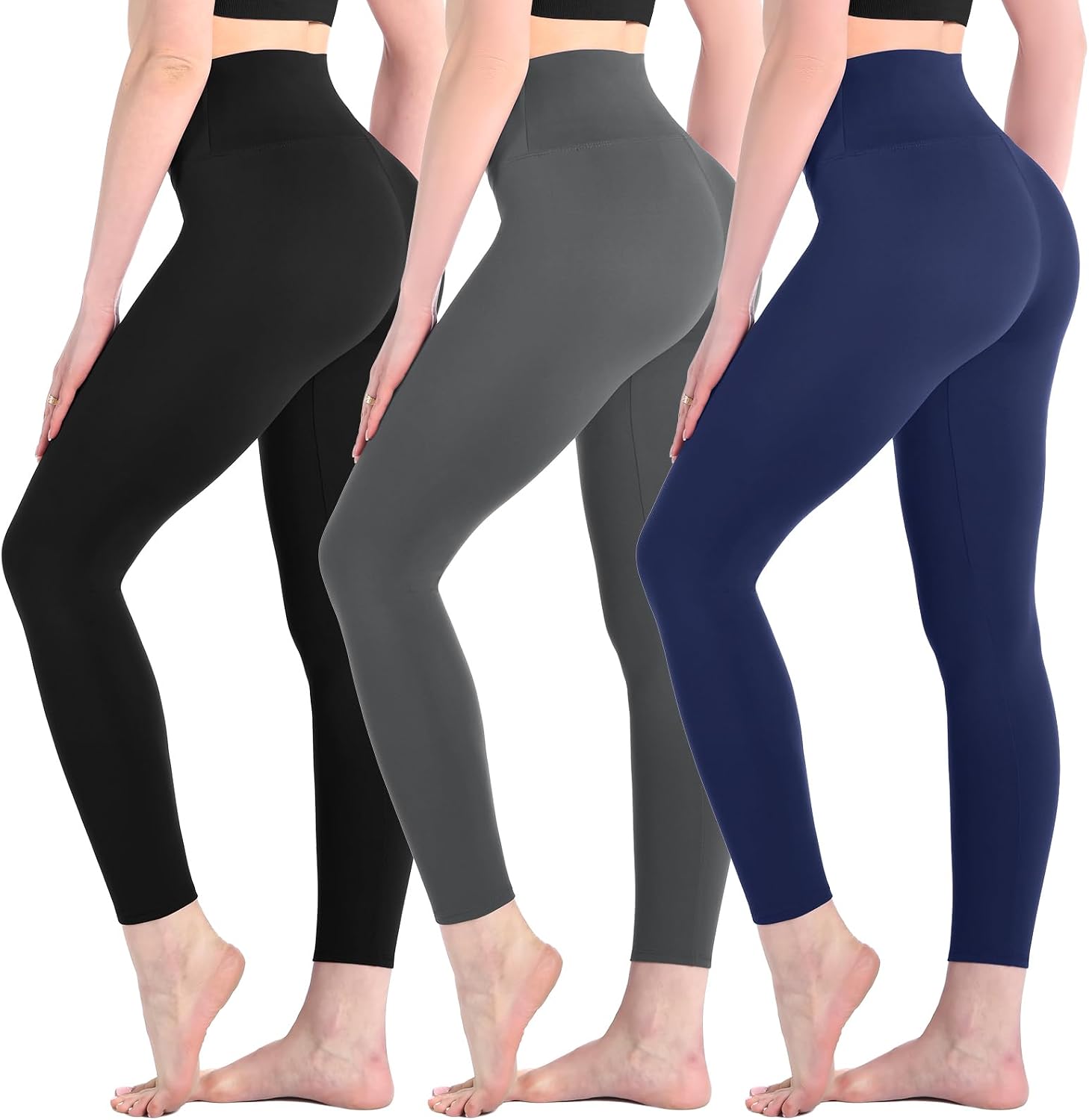 3 Pack Leggings for Women High Waisted Buttery Soft Yoga Pants for Workout Running Gym Athletic