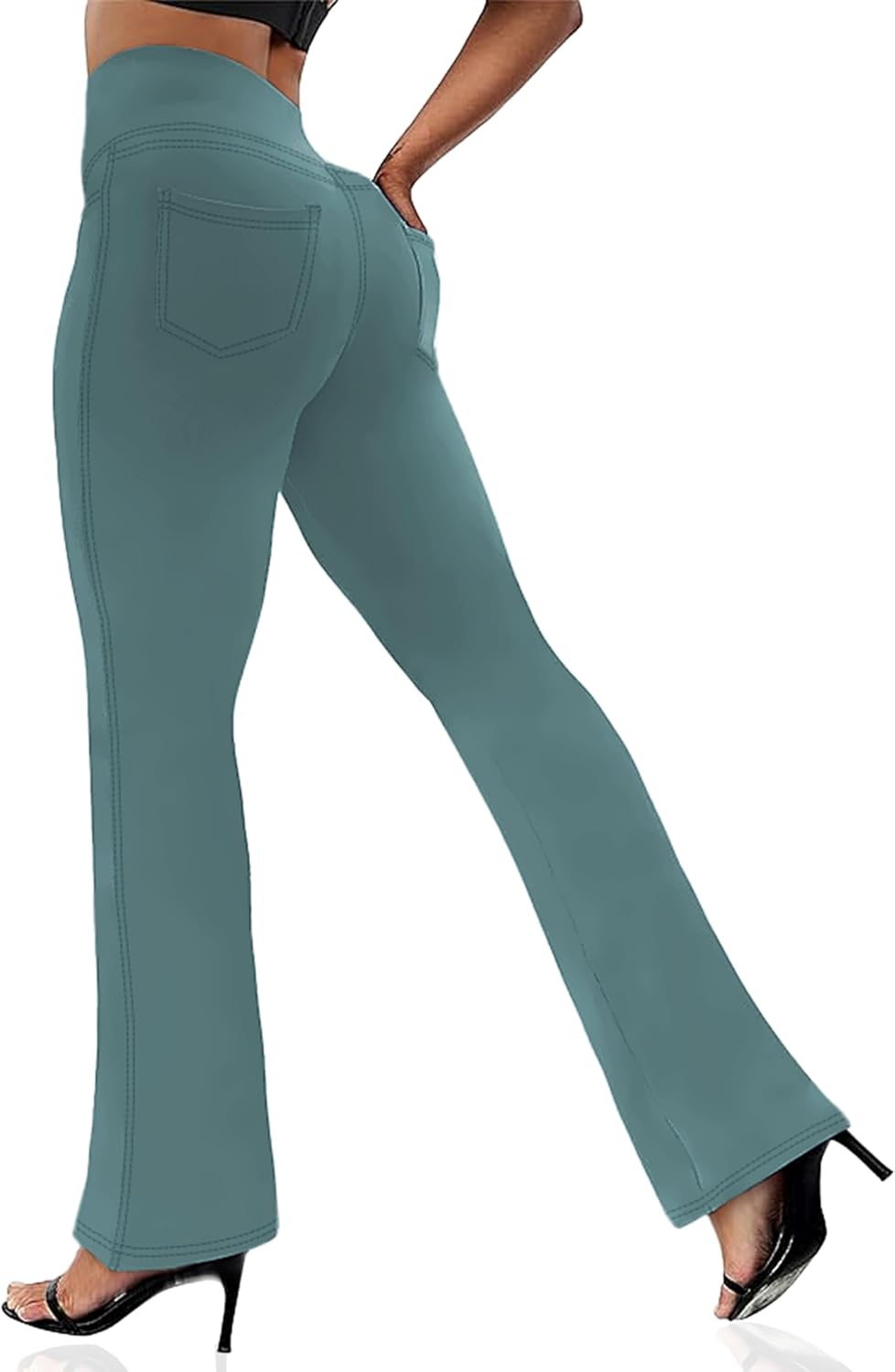 Women's Leggings - Bootleg Yoga Pants Flare with 4 Pockets,Tummy Control High Waisted Casual Dress Pants