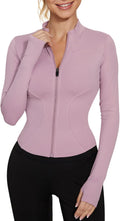 Women's Workout Jacket Lightweight Zip Up Yoga Jacket Cropped Athletic Slim Fit Tops