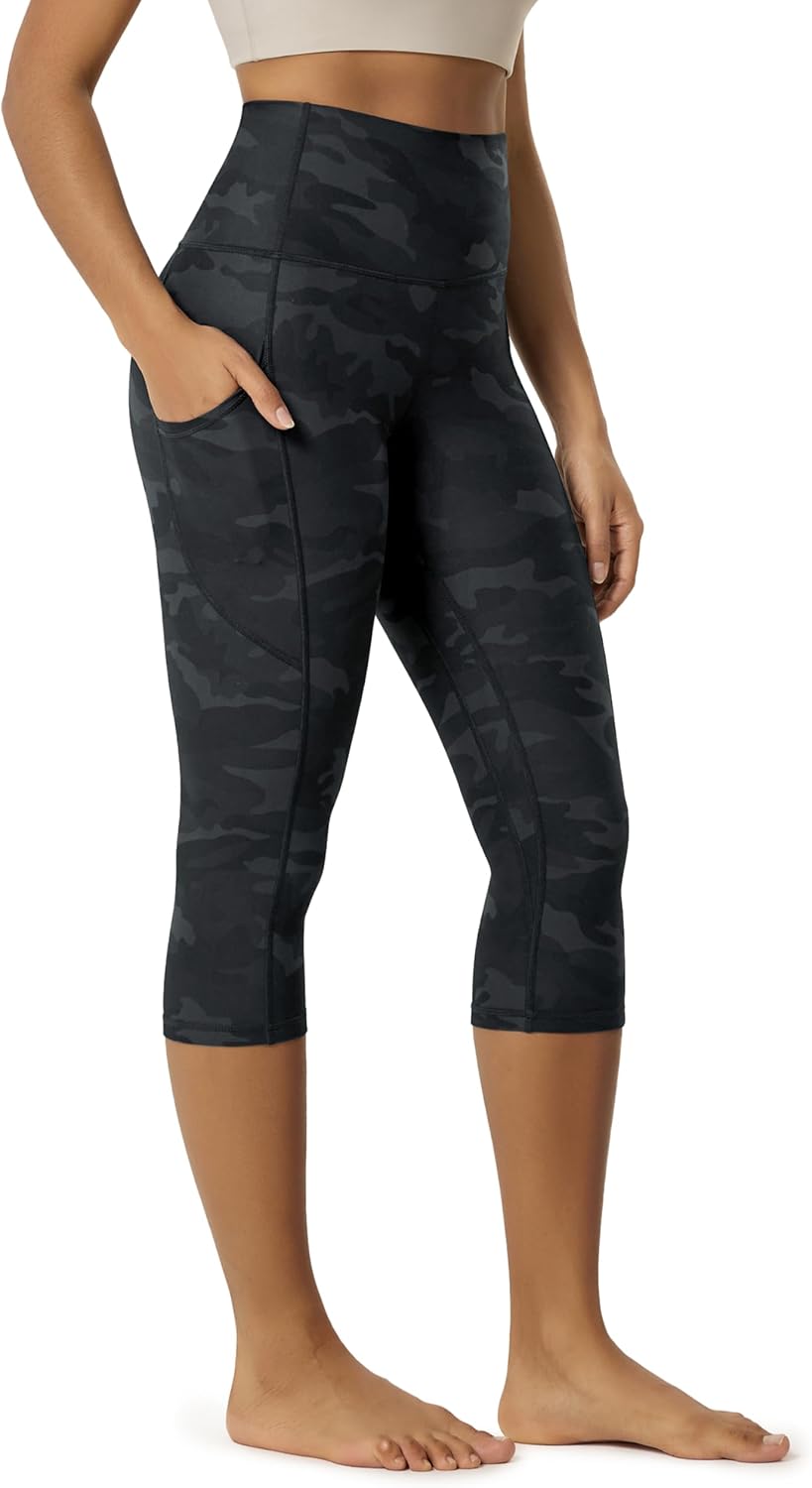 Women's High Waisted Yoga Capris with Pockets, Tummy Control Non See Through Workout Athletic Running Capri Leggings