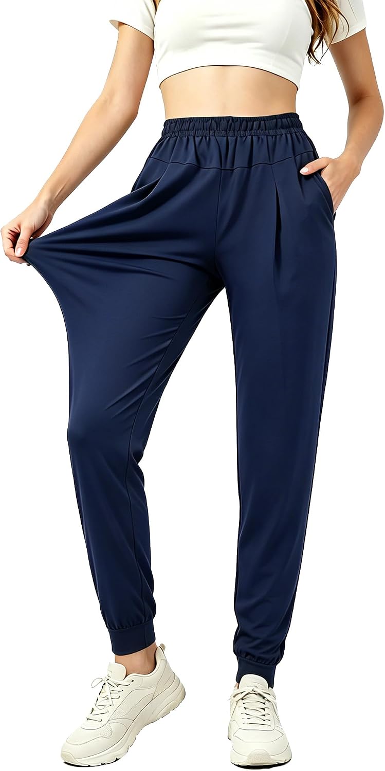 Womens Joggers with Pockets Loose Fit Lounge Athletic Sweatpants Lightweight Tapered Track Pants for Hiking Running