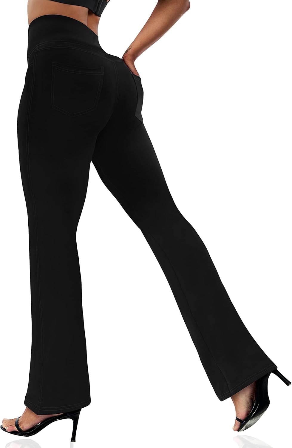 Women's Leggings - Bootleg Yoga Pants Flare with 4 Pockets,Tummy Control High Waisted Casual Dress Pants