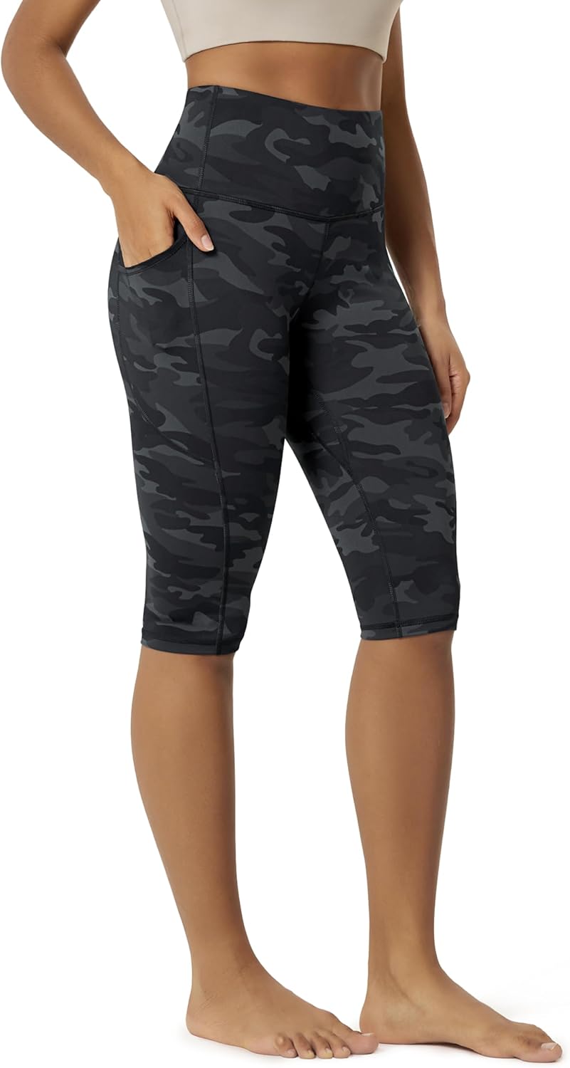 Women's High Waisted Yoga Capris with Pockets, Tummy Control Non See Through Workout Athletic Running Capri Leggings