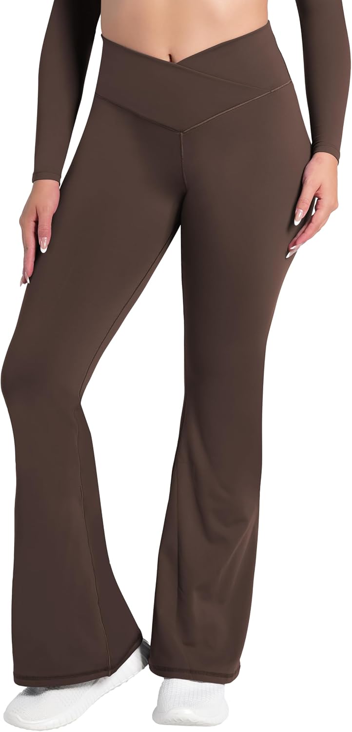 Leggings, Crossover Yoga Pants with Tummy Control, High-Waisted and Wide Leg