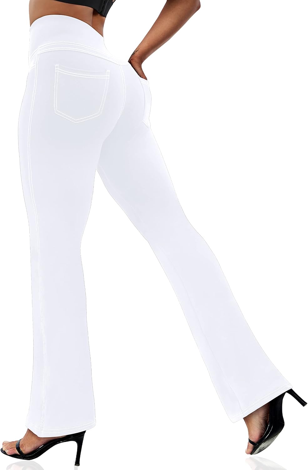 Women's Leggings - Bootleg Yoga Pants Flare with 4 Pockets,Tummy Control High Waisted Casual Dress Pants