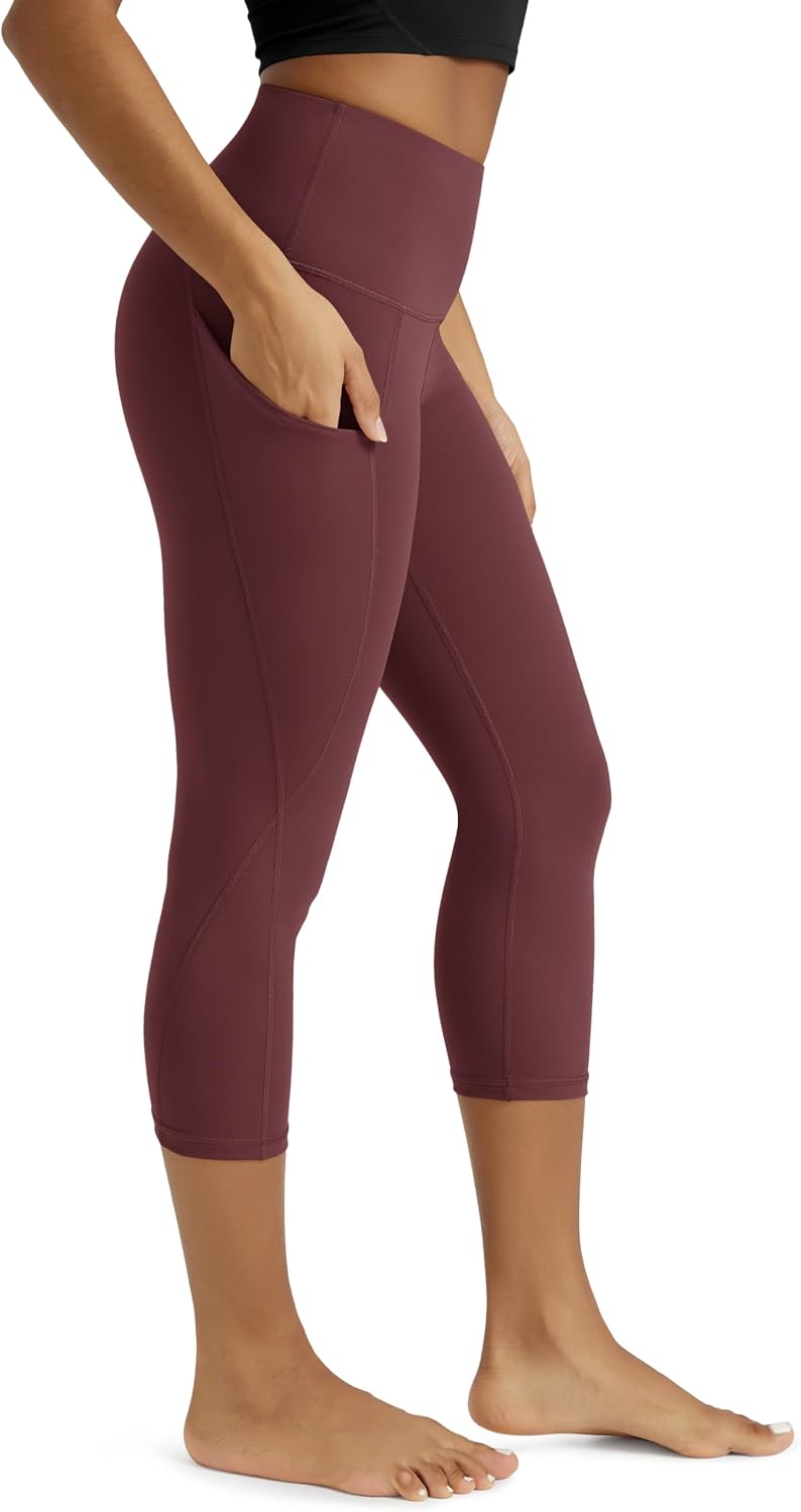 Women's High Waisted Yoga Capris with Pockets, Tummy Control Non See Through Workout Athletic Running Capri Leggings