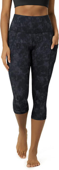 Women's High Waisted Yoga Capris with Pockets, Tummy Control Non See Through Workout Athletic Running Capri Leggings