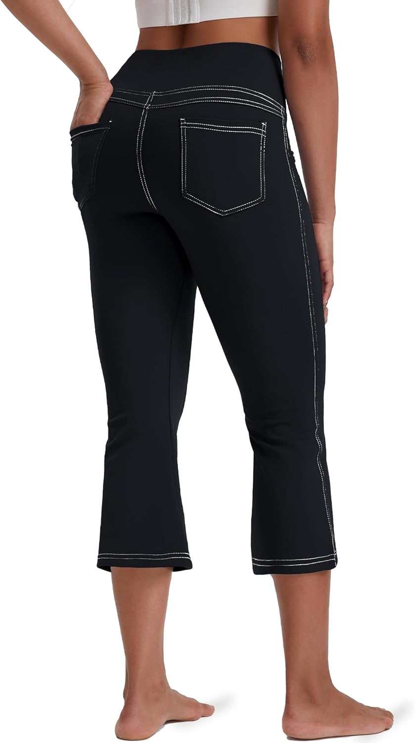 Women's Leggings - Bootleg Yoga Pants Flare with 4 Pockets,Tummy Control High Waisted Casual Dress Pants