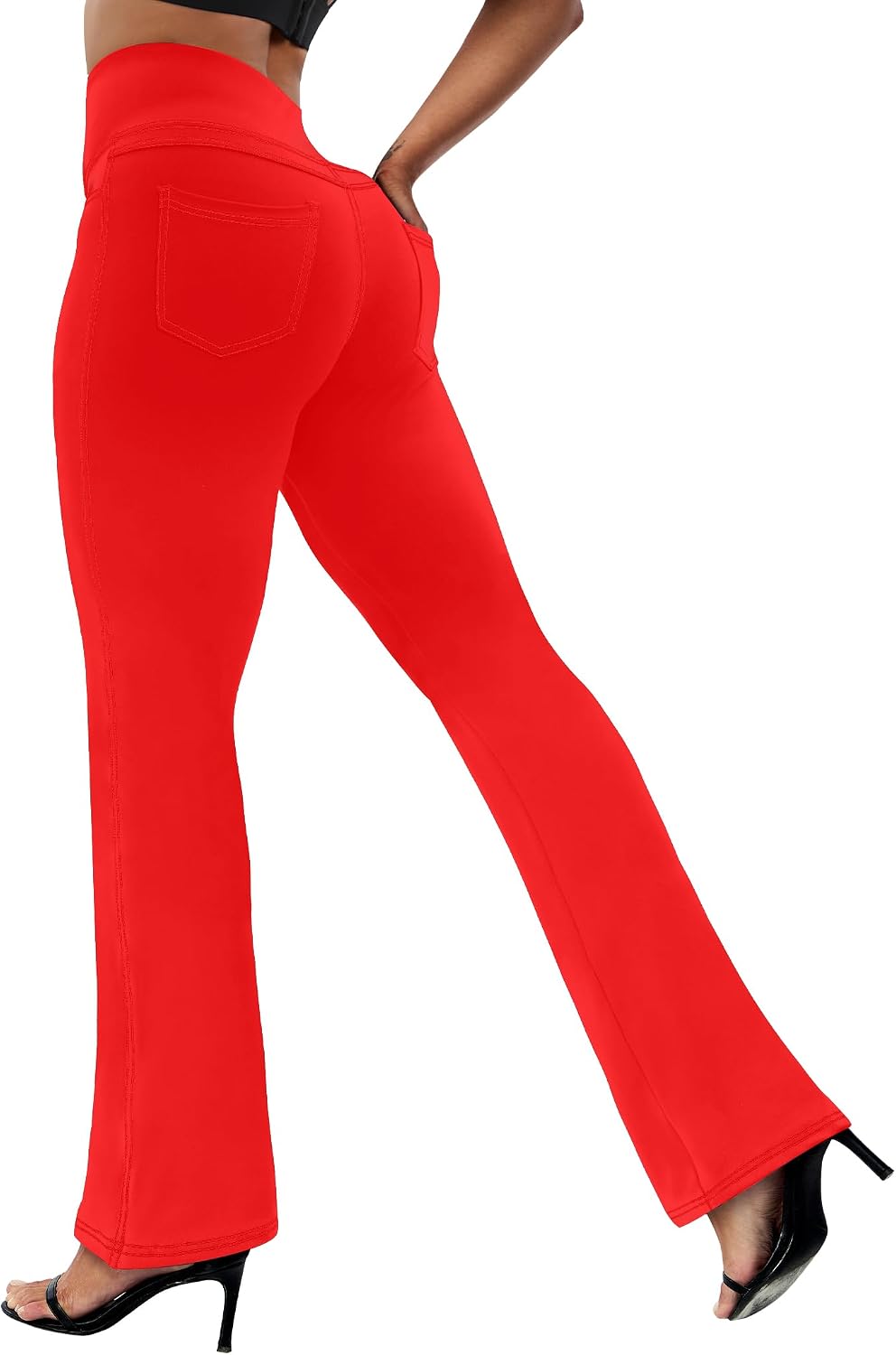 Women's Leggings - Bootleg Yoga Pants Flare with 4 Pockets,Tummy Control High Waisted Casual Dress Pants