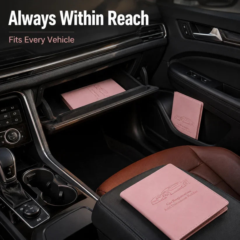 🚗 Car Registration & Insurance Document Holder | Premium PU Leather Organizer
