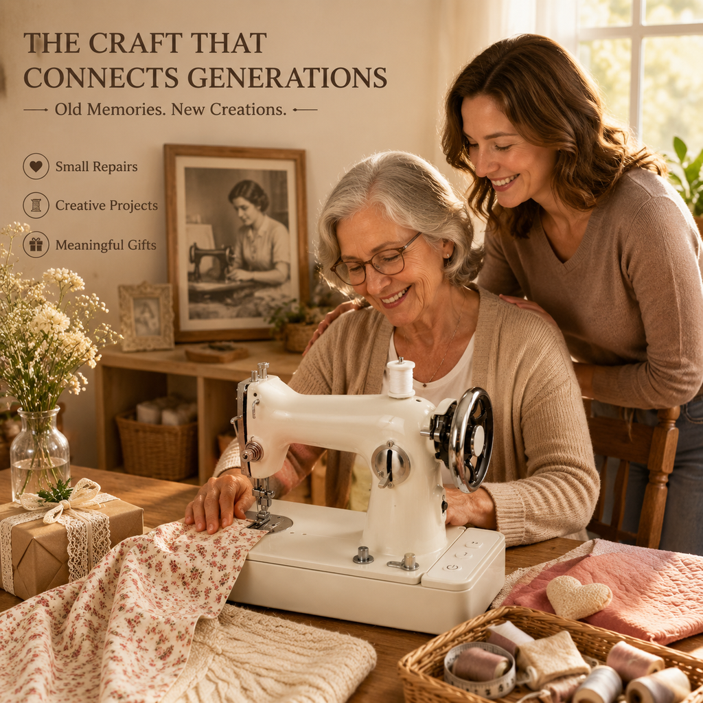 ❤️ Bring Back the Joy of Sewing – Vintage-Style Compact Electric Sewing Machine with Built-In Light & Starter Kit 🧵