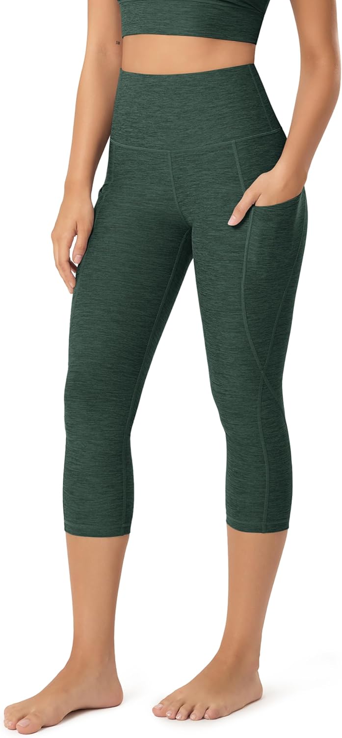 Women's High Waisted Yoga Capris with Pockets, Tummy Control Non See Through Workout Athletic Running Capri Leggings