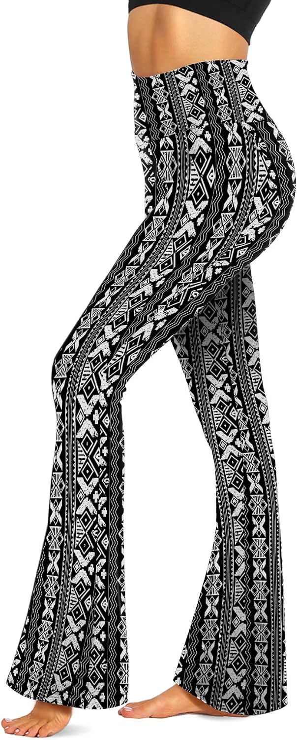 Black Flare Leggings for Women, Crossover Yoga Pants with Pockets Bootcut Flared Leggings