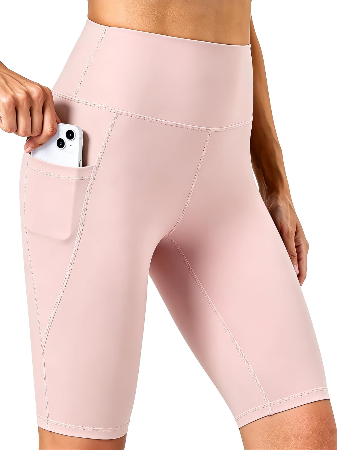 Biker Shorts Women with Pockets - Tummy Control Running Workout Gym Yoga Athletic Spandex Long Shorts