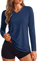 Women's Long Sleeve V Neck Tops Lightweight Quick Dry UPF 50+ Sun Protection Workout Hiking Running Shirts