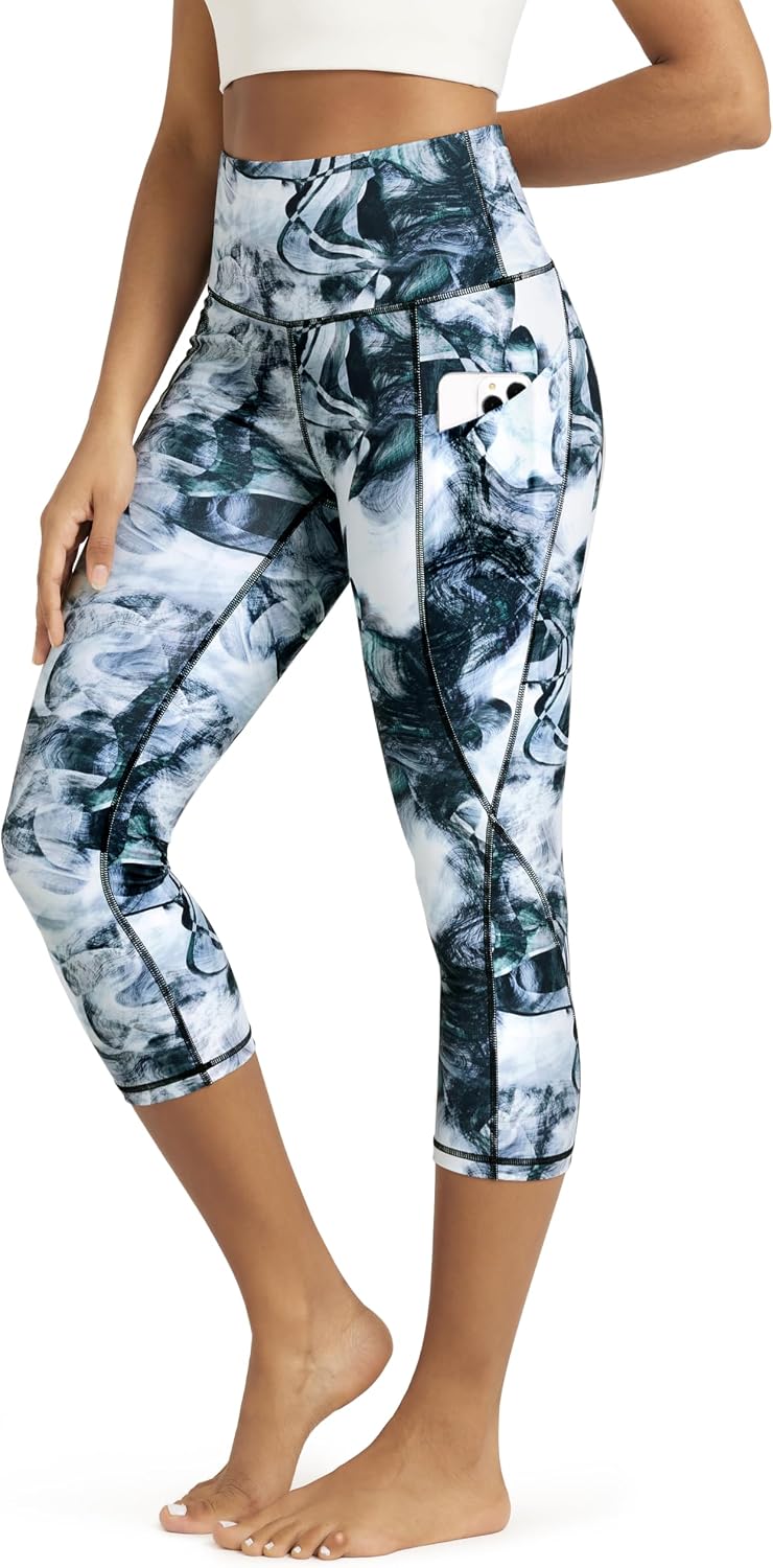 Women's High Waisted Yoga Capris with Pockets, Tummy Control Non See Through Workout Athletic Running Capri Leggings