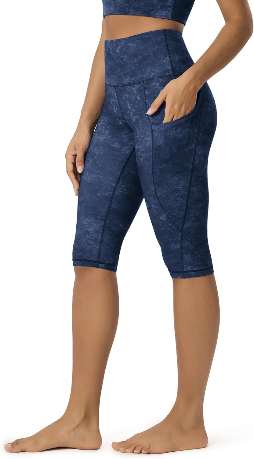 Women's High Waisted Yoga Capris with Pockets, Tummy Control Non See Through Workout Athletic Running Capri Leggings