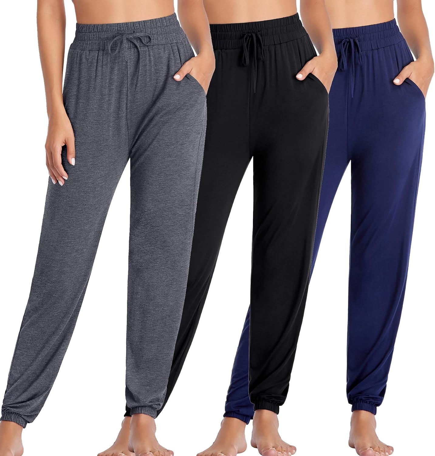Women's Yoga Pants with Pockets Comfy Stretch Loose Wide Leg Casual Pants Breathable Running Workout Lounge Pants