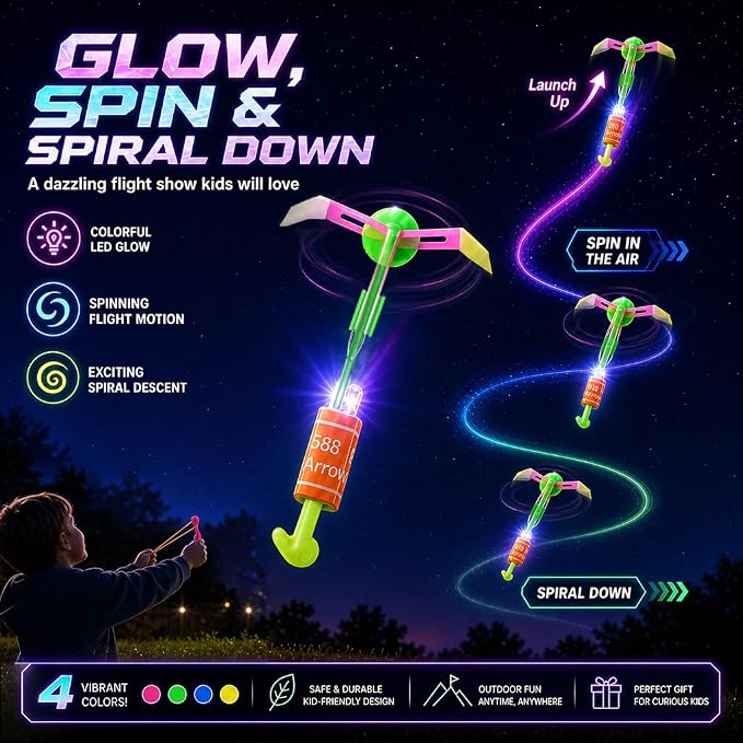 Rocket Slingshot Flying Toys with Led Lights