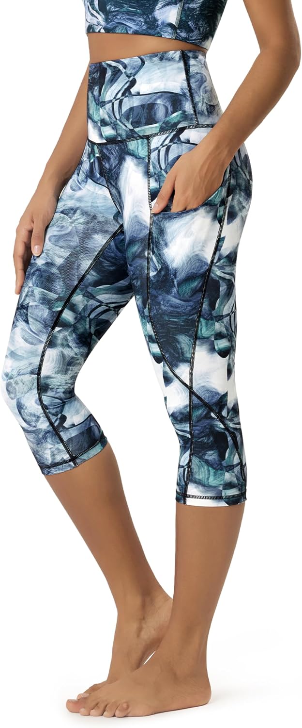 Women's High Waisted Yoga Capris with Pockets, Tummy Control Non See Through Workout Athletic Running Capri Leggings