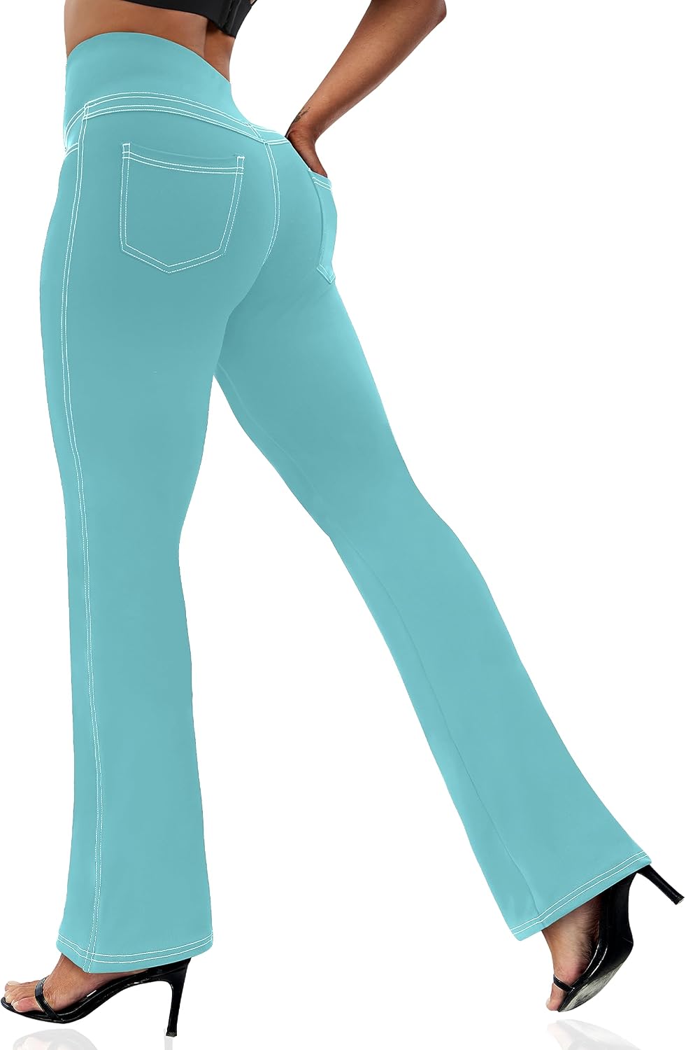Women's Leggings - Bootleg Yoga Pants Flare with 4 Pockets,Tummy Control High Waisted Casual Dress Pants
