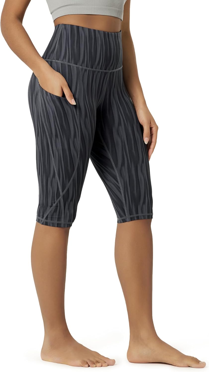 Women's High Waisted Yoga Capris with Pockets, Tummy Control Non See Through Workout Athletic Running Capri Leggings