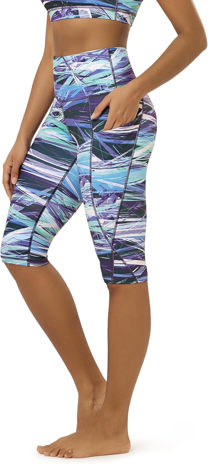 Women's High Waisted Yoga Capris with Pockets, Tummy Control Non See Through Workout Athletic Running Capri Leggings