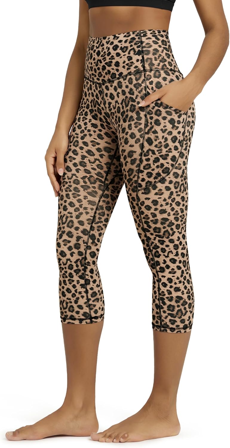 Women's High Waisted Yoga Capris with Pockets, Tummy Control Non See Through Workout Athletic Running Capri Leggings