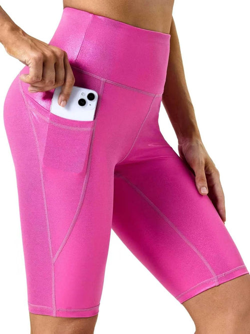 Biker Shorts Women with Pockets - Tummy Control Running Workout Gym Yoga Athletic Spandex Long Shorts