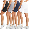 4 Pack Biker Shorts for Women-8" High Waist Tummy Control Workout Shorts Athletic Gym Yoga Pants
