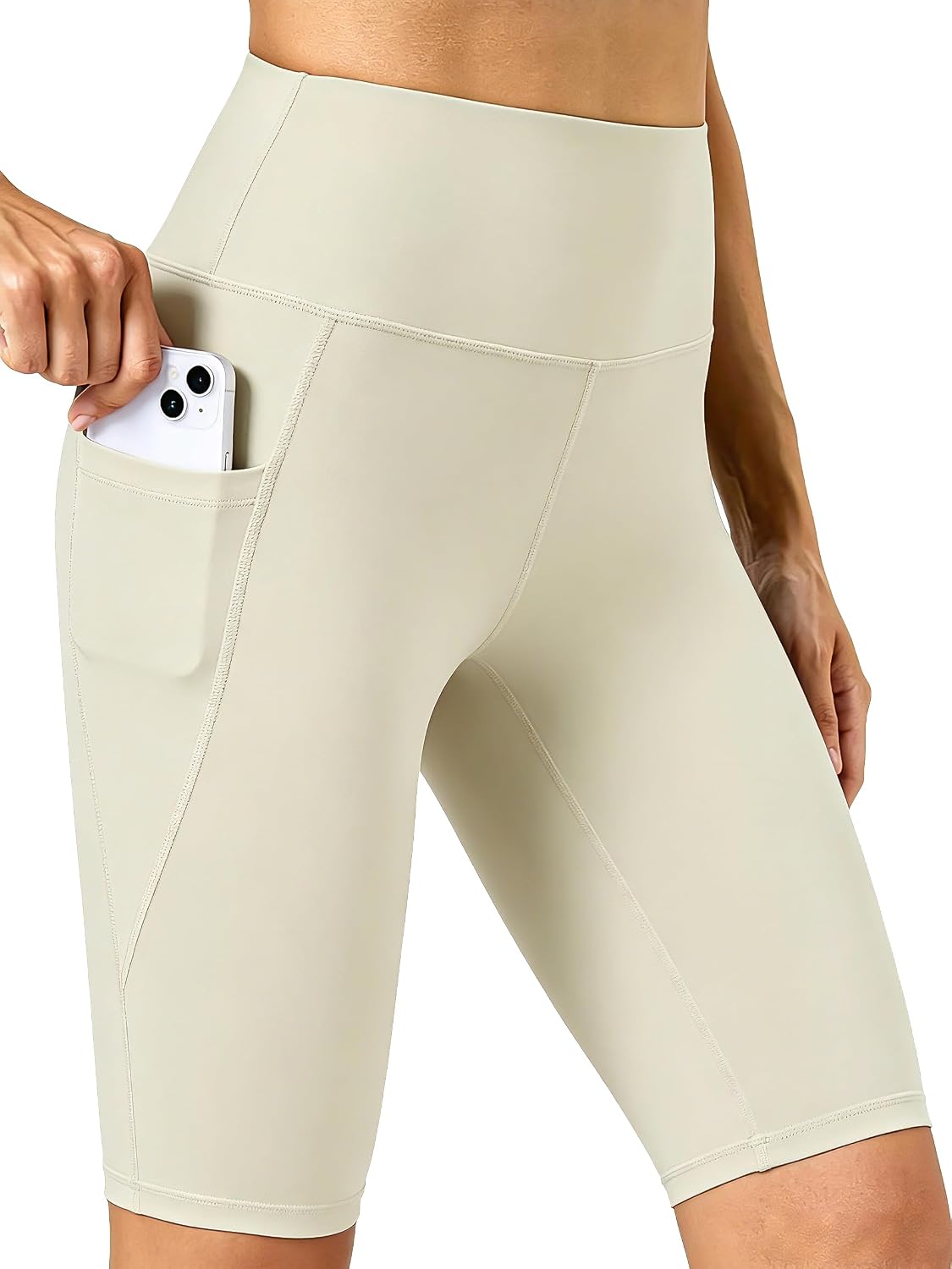 Biker Shorts Women with Pockets - Tummy Control Running Workout Gym Yoga Athletic Spandex Long Shorts