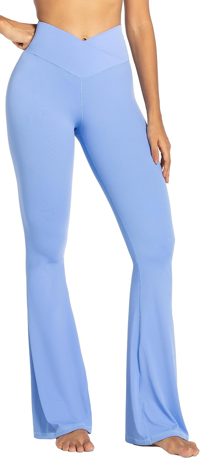 Leggings, Crossover Yoga Pants with Tummy Control, High-Waisted and Wide Leg