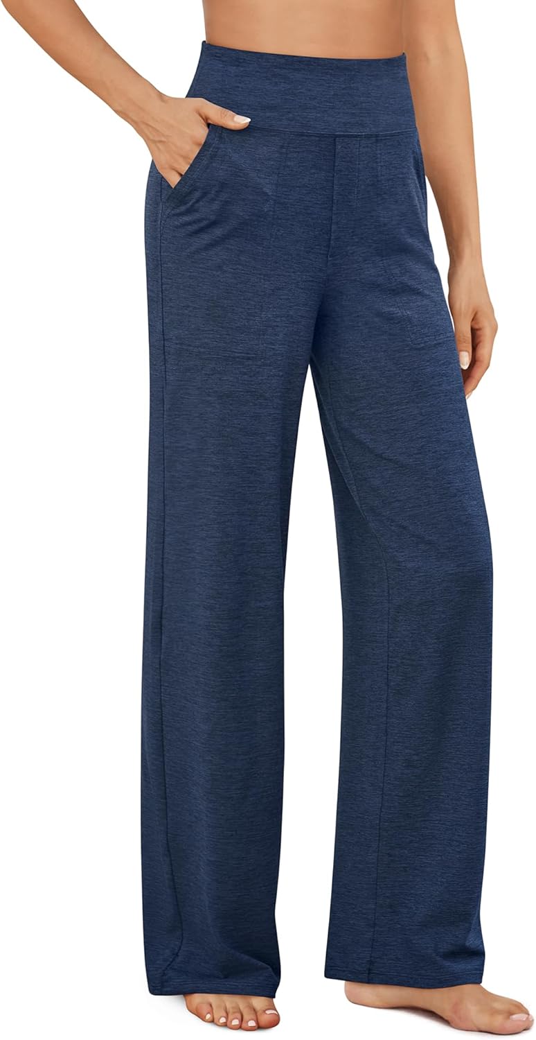 Yoga Pants Women Wide Leg Pants with Pockets High Waist Stretch Dress Casual Sweatpants Petite/Regular/Tall