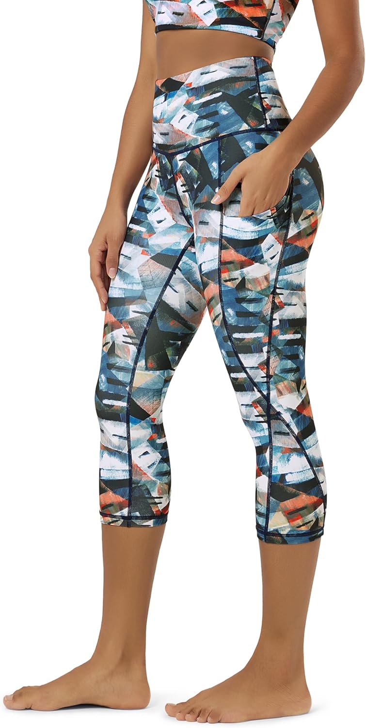 Women's High Waisted Yoga Capris with Pockets, Tummy Control Non See Through Workout Athletic Running Capri Leggings